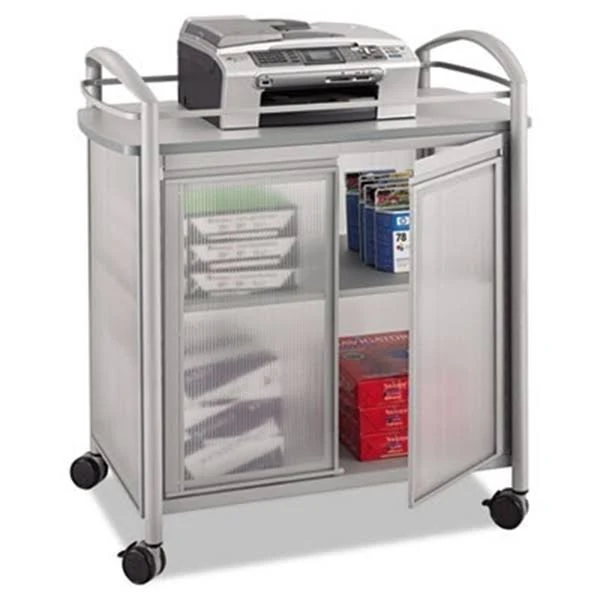 Safco Impromptu Refreshment Cart - Trolley - 3 shelves - 2 doors - polycarbonate, steel - gray