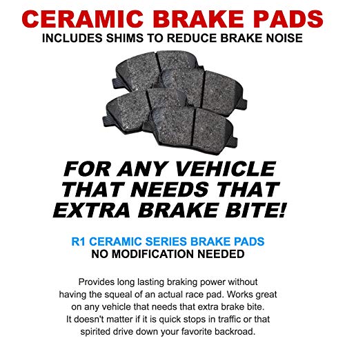 R1 Concepts Front Rear Brakes and Rotors Kit |Front Rear Brake Pads| Brake Rotors and Pads| Ceramic Brake Pads and Rotors |Hardware Kit|fits 2005-2010 Honda Odyssey