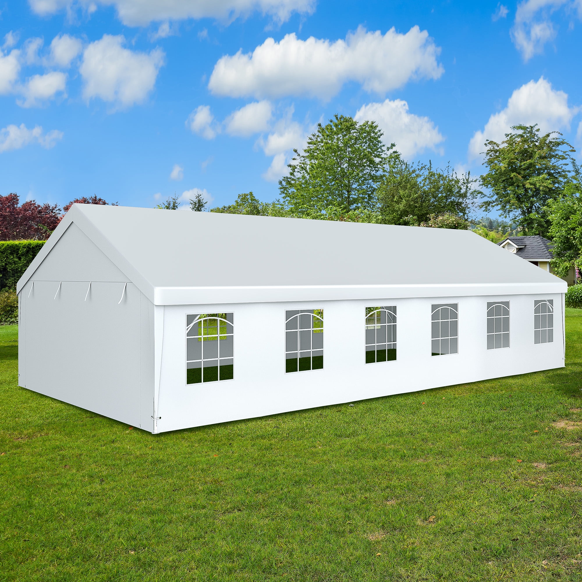 Dextrus 20x40FT Outdoor Heavy Duty Party Tent Wedding Events Gazebo Upgraded Galvanized Car Shelter Commercial Fair with Large White Roof, Removable PVC Sidewall Windows