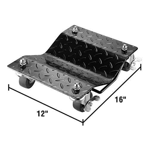 Car Dolly Set of 4 - Under Vehicle Tire Skates with Heavy-Duty Roller Wheel Casters - For Moving, Positioning Vehicles or Boats by Pentagon (Black)