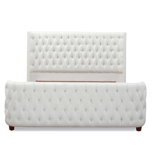 Jennifer Taylor Home Brooklyn King Tufted Panel Bed Headboard and Footboard Set, Opal Grey Velvet