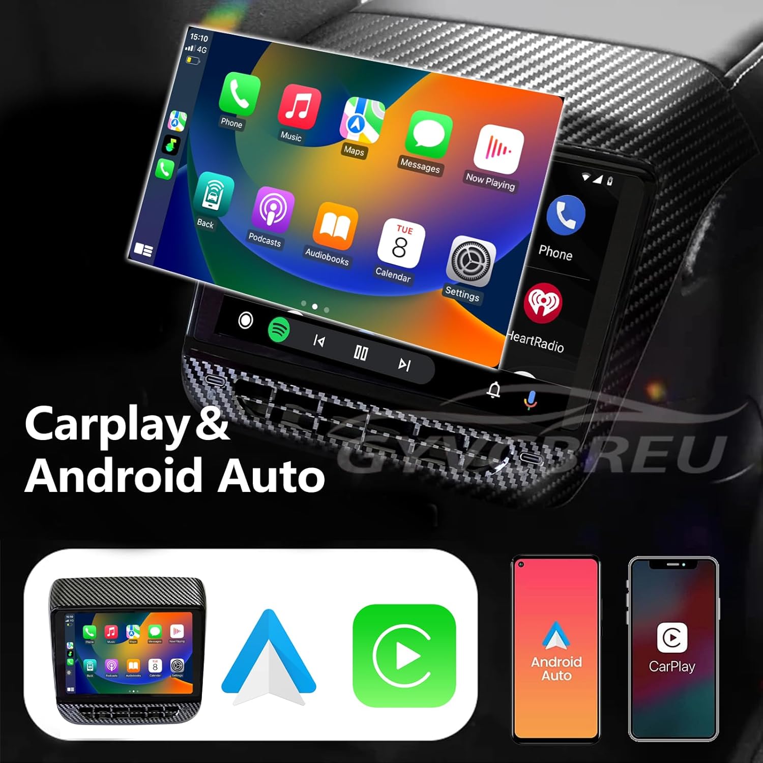 Rear Display Screen for Tesla Model 3&Y 2017-2023 Entertainment Display 7.2 inch IPS Touchscreen with Air Conditioning Control Seat Heating Carplay Android Auto
