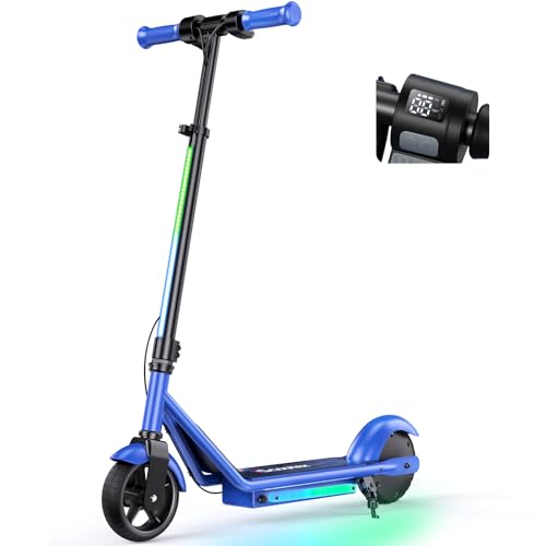iScooter IK3/IK3Pro Electric Scooter for Kids Ages 6-12, 150W Motor, LED Display, 3 speeds Adjustable,3 Adjustable Heights(IK3Pro),Colorful Lights, Double Brake,Magnetic Charging