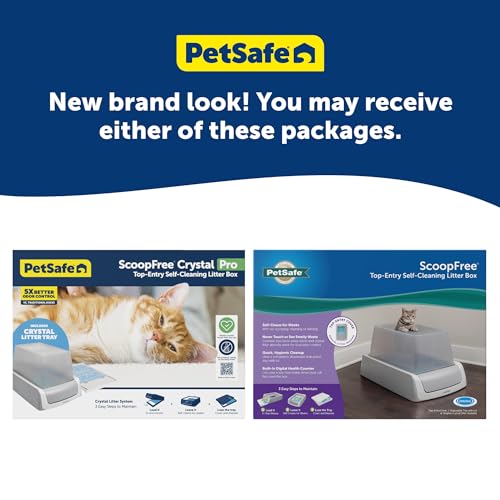 PetSafe ScoopFree Crystal Pro Self-Cleaning Cat Litterbox - Never Scoop Litter Again - Hands-Free Cleanup with Disposable Crystal Tray - Less Tracking, Better Odor Control - includes Disposable Tray