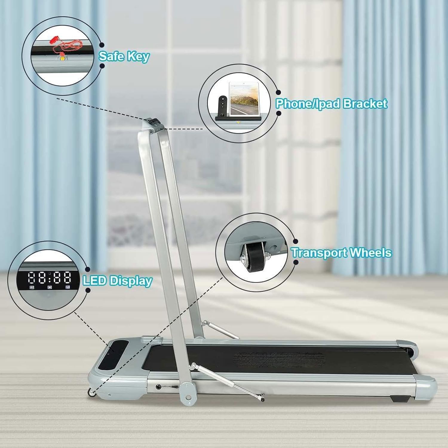Treadmills 2 in 1 6km/h Electric Treadmill Remote Control Motorized Folding Running Machine Walking Pad Fitness Equipment for Home Office