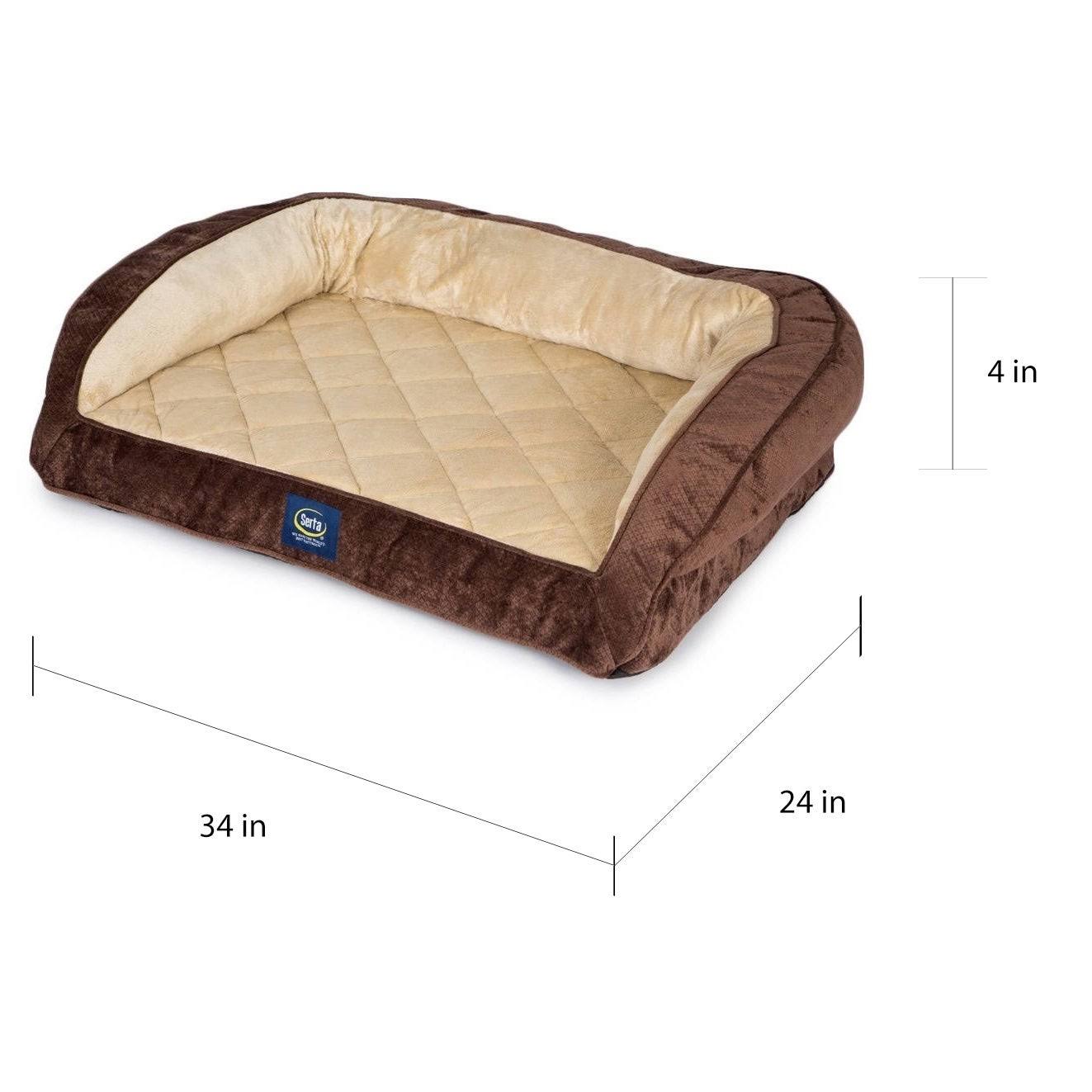 Serta Ortho Quilted Couch Pet Bed, Large, Blue