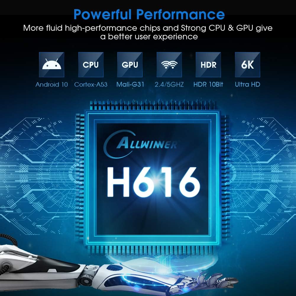 Android TV Box 10.0, 2021 Newest Android TV Box 4GB 32GB with Mini Wireless Keyboard, Allwinner H616 Quad-Core 64bit 2.4G/5.8GHz WiFi BT 4.2 3D/4K Utral HD/H.265 Android Box Pack of 2