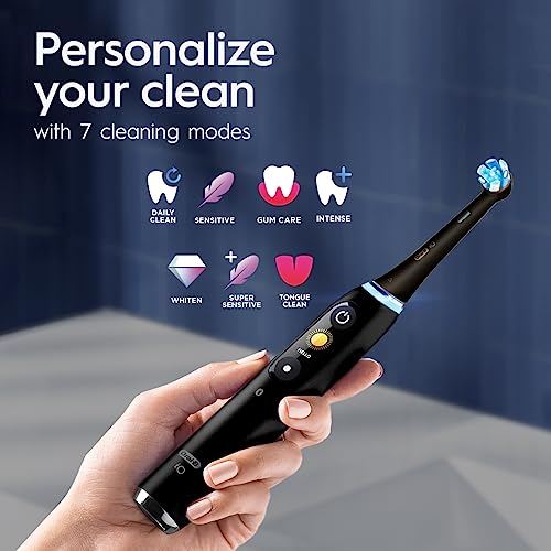Oral-B iO Series 9 Rechargeable Electric Toothbrush with Visible Pressure Sensor to Protect Gums, 2 Min Timer, 7 Cleaning Settings, 4 Replacement Toothbrush Heads, and Charging Travel Case, Rose