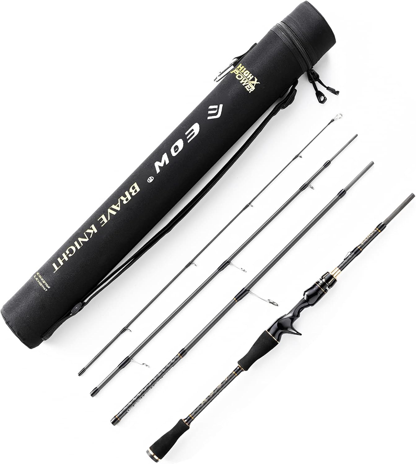 EOW Travel Casting/Spinning Fishing Rod, 4 Piece 24T Carbon Fishing Pole with Case, Portable Fishing Rod with EVA Grips, Fishing Gift for Men
