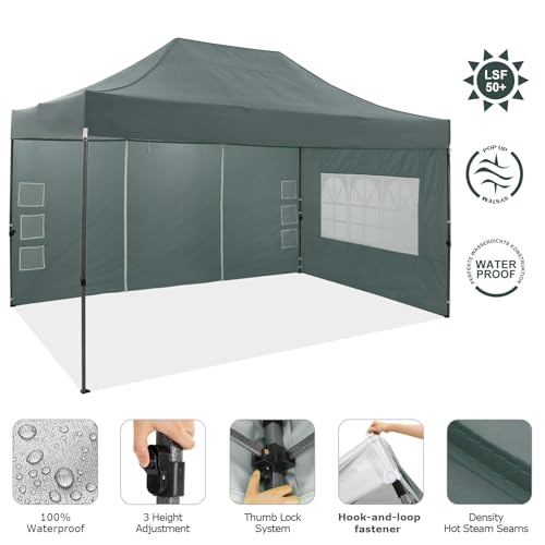Tooluck 10x20 Heavy Duty Pop up Canopy with 6 sidewalls, Easy Set-up Commercial Heavy Duty Tent, Waterproof Outdoor party Wedding tent canopy, 3 heigh adjustable Gazebo with wheeled bag(Upgrade Frame)