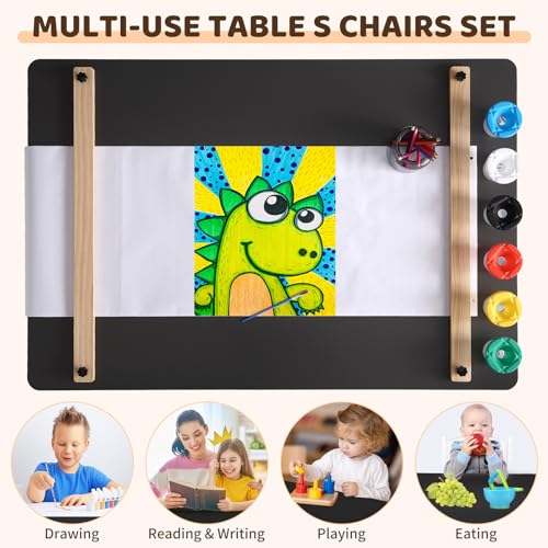 Kids Art Table and Chairs Set, Living and Learning Kids' Art Table and Stool Set with Large Storage Desk and Portable Art Supply Organizer, Kids Activity Table, Drawing and Painting Desk