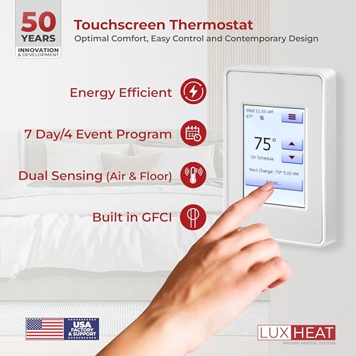 150 Sqft Mat Kit, 120v Electric Radiant Floor Heating System for Under Tile, Stone and Laminate. Includes Alarm, Heated Floor Mat, UDG4 OJ Microline Programmable Thermostat w/GFCI & Sensor