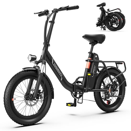 Folding Electric Bike, Peak 1000W Ebikes for Adults, 25Mph Top Speed 45Miles 20" Step-Thru Fat Tire Electric Bike with Rear Rack,7-Speed,Front Suspension