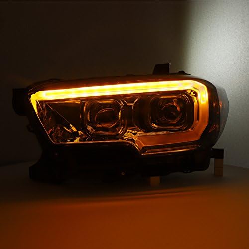 AKKON - For NEW Sequential LED Tube Design Black 2016-2023 Toyota Tacoma SR/SR5 Dual Square Projector Headlights