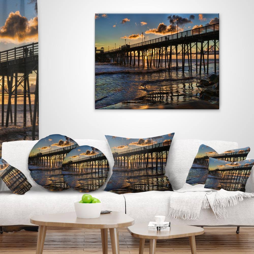 Pacific Ocean Sunset Oceanside Pier Modern Seascape Canvas Artwork