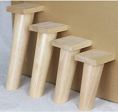 4 Furniture Legs, Rubber Wood Table Legs, Sofa Leg, Fixed Oblique Tapered Wood Pallet, Chair, Replacement TV Cabinet, Wood Color (Size : 49.8cm) (Clear，Wood Color 15.5cm)