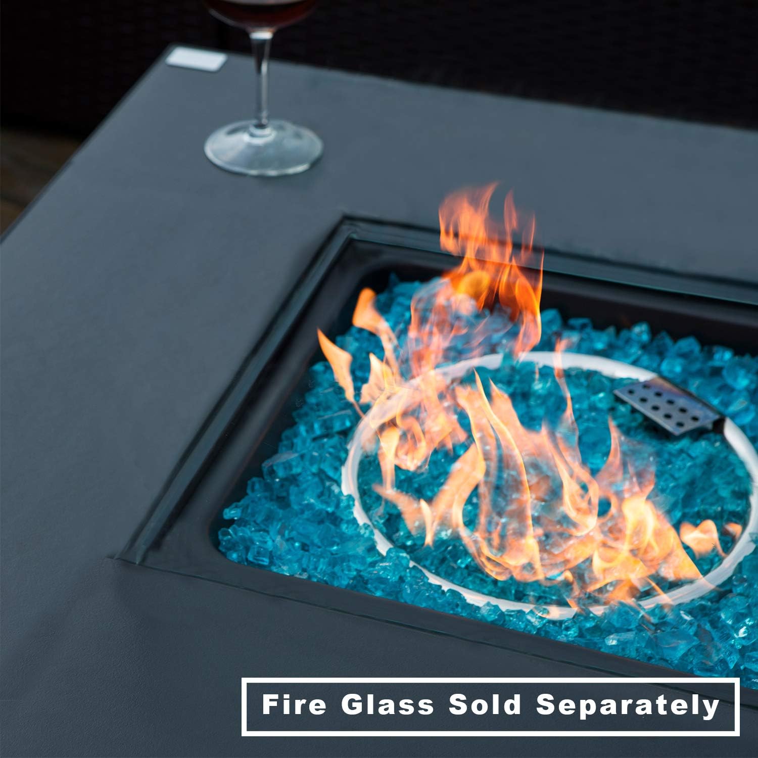 COSIEST Outdoor Propane Fire Pit 32-inch Square Espresso Brown Wicker Fire Table, 40,000 BTU Stainless Steel Burner,Fits 20lb Tank Outside, Free Lava Rocks and Cover