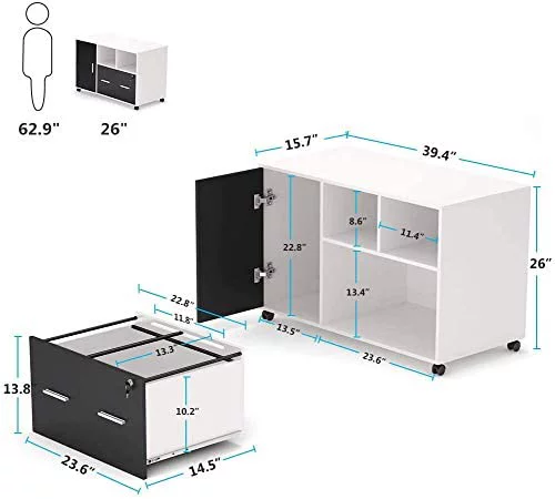Tribesigns Large File Cabinet with Lock and Drawer, Modern Mobile Lateral Filing Cabinet Printer Stand Legal/Letter / A4 Size with Wheels and Storage Shelves for Home Office(White)