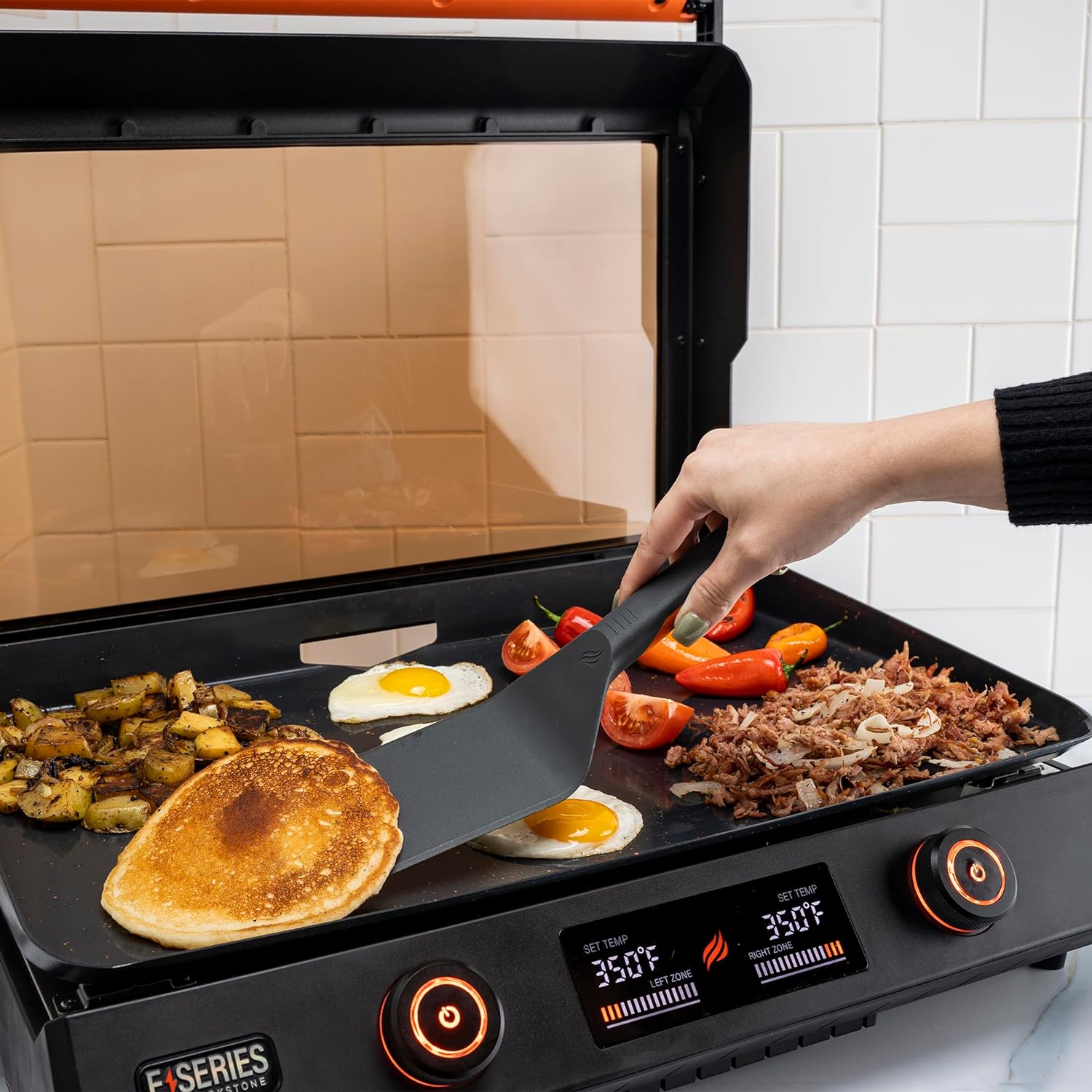 22 Inch Blackstone Electric Griddle Nonstick with Lid, 8001 E-Series Tabletop Large Griddle with Blackstone Griddle Accessories For Indoor and Outdoor Use and Wholesalehome Reusable Gloves and Cloth