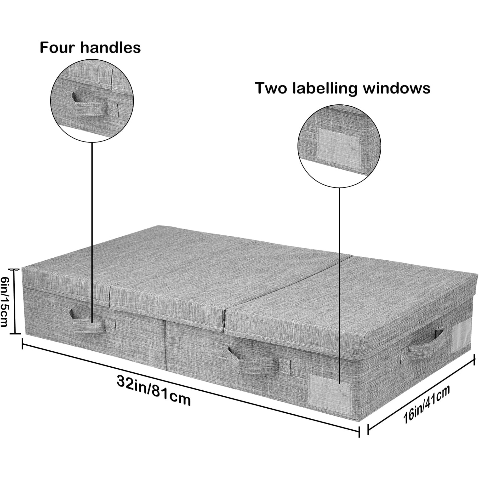 Hltser HCOCM   Underbed Storage Container Bins with Lids  Under Bed Storage Organizer with Sturdy Handles Sidewalls Bottom  Foldable Clothes Bag () Large  Grey