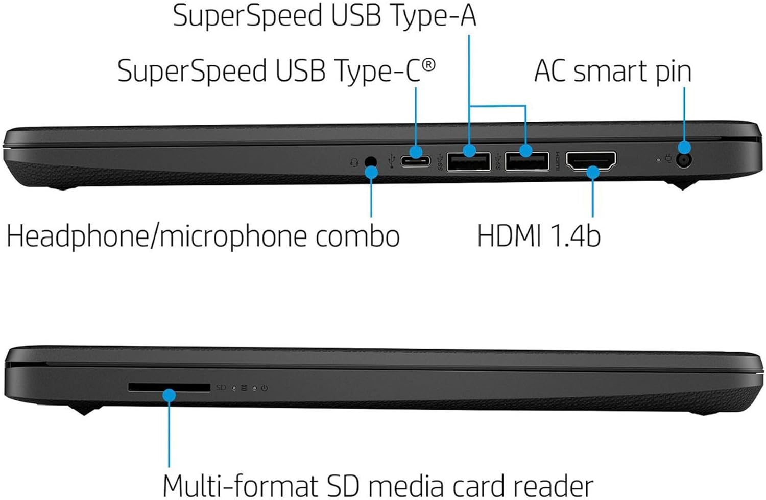 HP Premium 14-inch HD Laptop Computer| Intel Dual Core 2.8GHz 8GB RAM 128GB(64GB SSD+64GB Card)| Webcam Bluetooth HDMI USB-C Wi-Fi Fast Charge| Windows 11 S with 1 Year MS 365| LIONEYE Bundle| Black