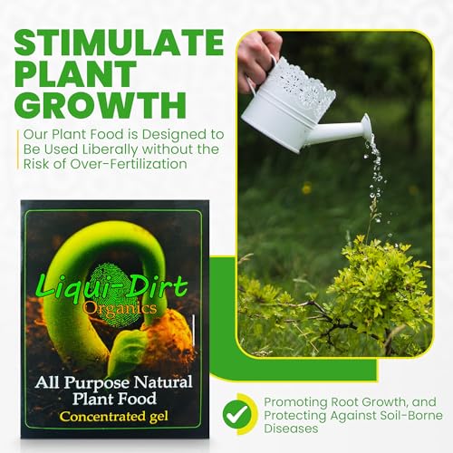 Natural Plant Food Fertilizer All-Purpose NPK Plant Care. 18 Balanced & Blended Vitamins & Minerals with Micro-Fungi and Bio-Organisms to boost your plants growth by Liqui-Dirt. Yields 600 Gallons
