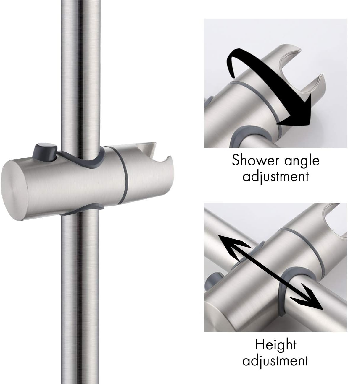 KES Slide Bar with Handheld Shower Head Hand Shower Hose Holder Adjustable 5-Function Massaging Sprayer Brushed Finish, F204-BS+KP501B-BN Pack of 2