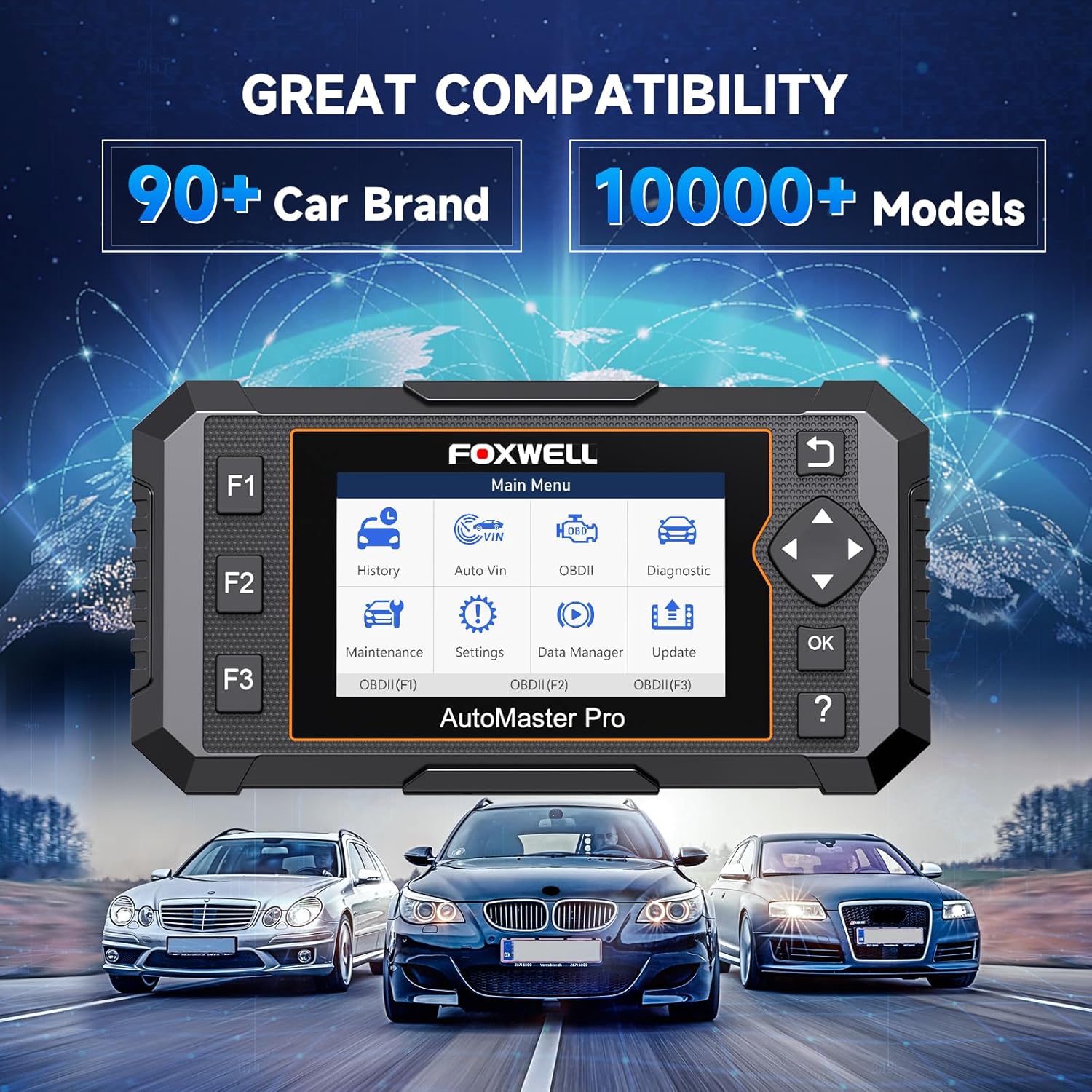 2024 Newest FOXWELL NT614 Elite OBD2 Scanner with 5 Resets ABS Bleeding/SAS Calibration/Oil/EPB/Throttle, Upgrade of NT604 Code Reader Scan Tools, ABS SRS Engine Transmission Battery Test Car Scanner
