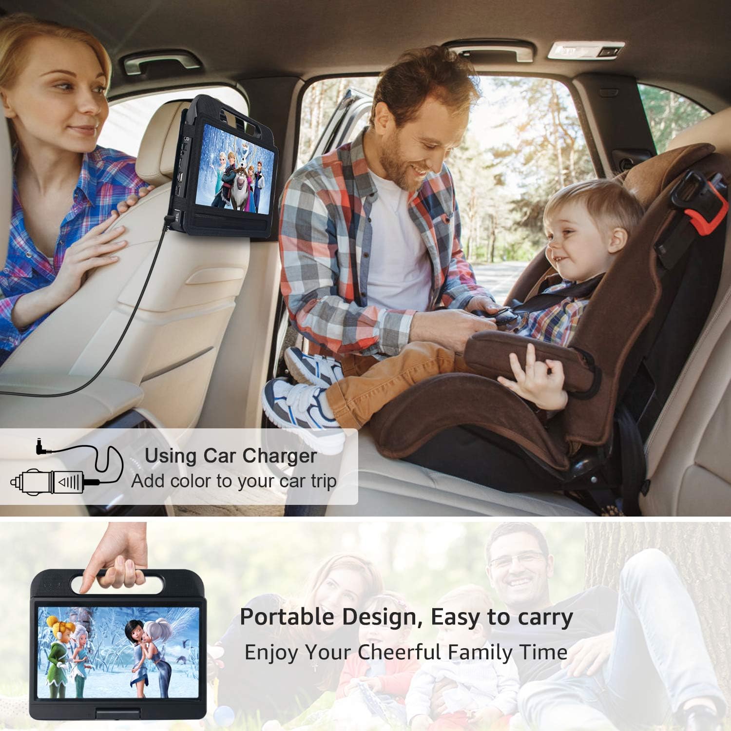 FANGOR 12.5 1080P Portable Blu-Ray Player with 10.5 HD Swivel Screen, HDMI Out & AV in, Multi Media Player, 5 Hours Rechargeable Battery, Supports USB/SD Card, Last Memory, Region Free