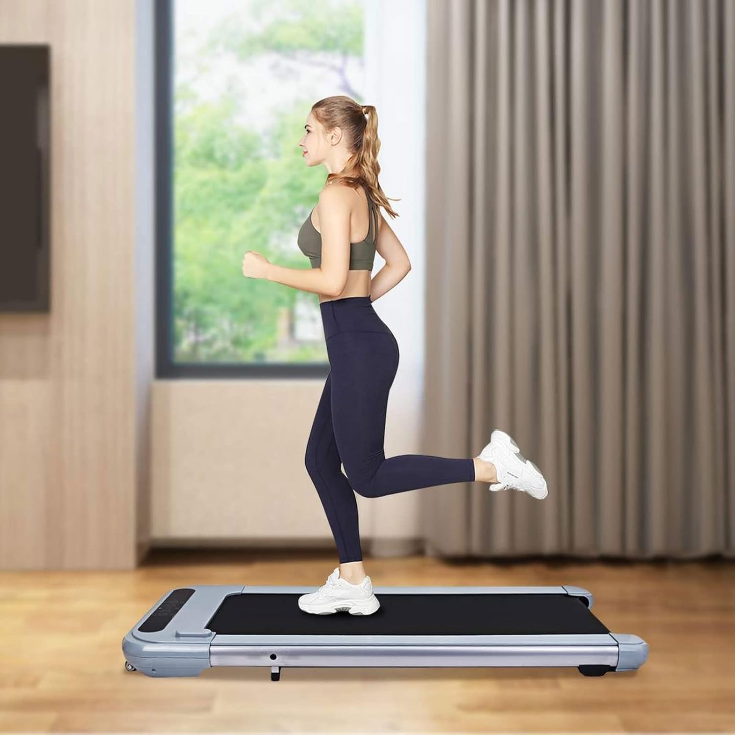 Treadmills 2 in 1 6km/h Electric Treadmill Remote Control Motorized Folding Running Machine Walking Pad Fitness Equipment for Home Office