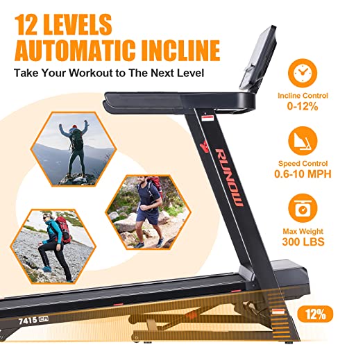 RUNOW Treadmill with Incline, Perfect as Treadmills for Home Walking and Running, Foldable Treadmill Support Bluetooth and Customized Programs, Easy Assembly Exercise Machine