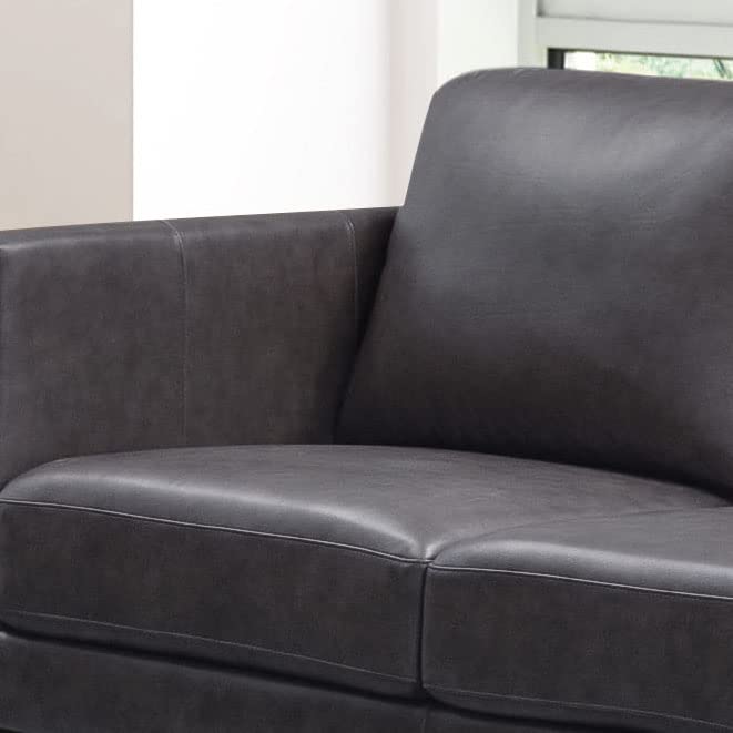 Abbyson Living Mid-Century Modern Premium Top Grain Leather Sofa, Camel