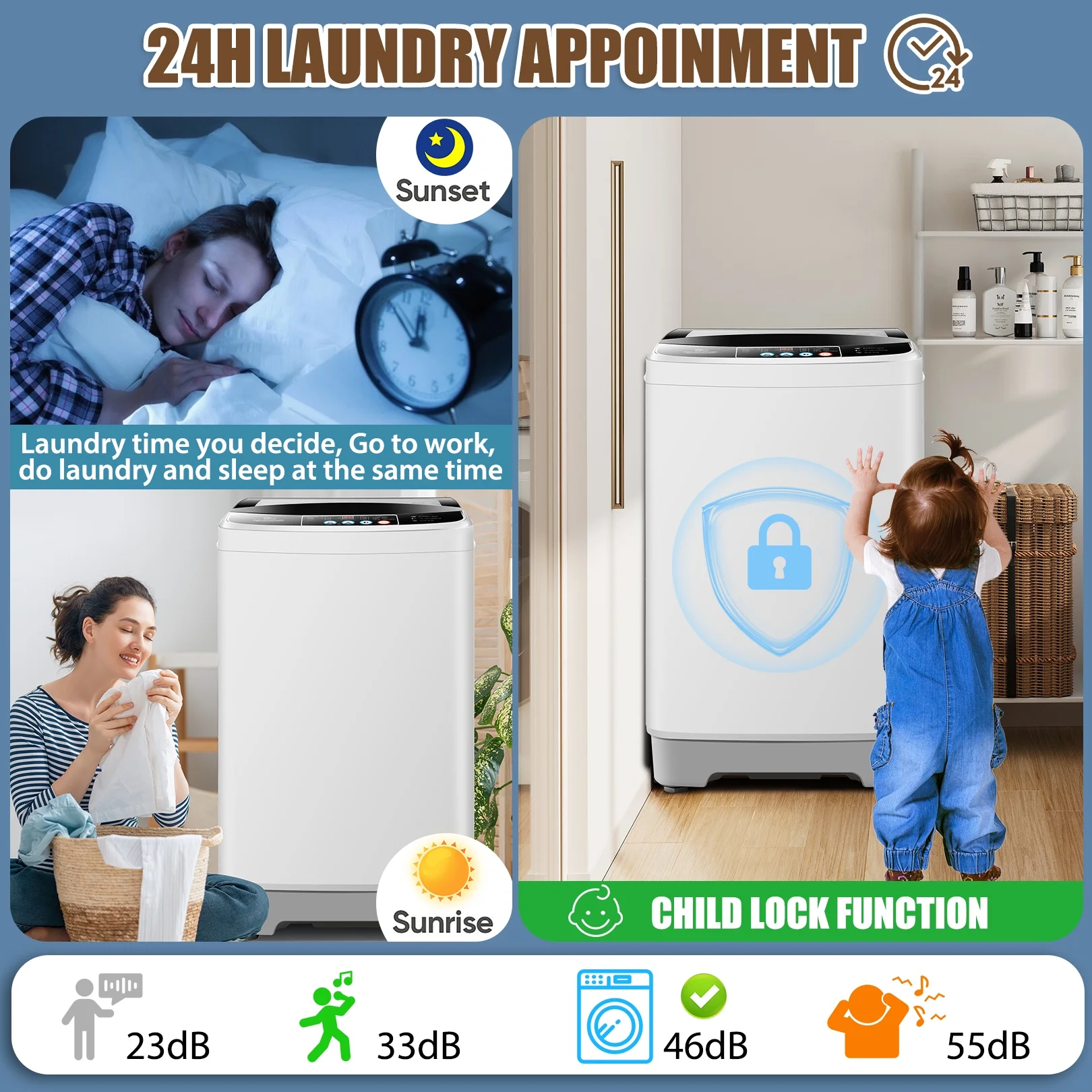Qhomic Portable Washing Machine, 17.8 lbs Fully Automatic Compact Washer, 10 Wash Programs, 2.4 Cu.ft Washer and Dryer Combo with Dump Pump and with Glass Top, Ideal for Apartments, RVs and Camping
