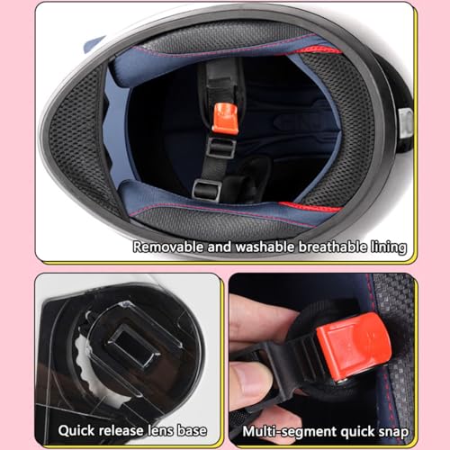Built-in Bluetooth Motorcycle Helmet Cool Girl Full Face Flip Up Helmet Motocross Dirt Bike Helmet Adult Men Women DOT/ECE Certified FMVSS-218 Street MX BMX Racing MTB Enduro Helmet