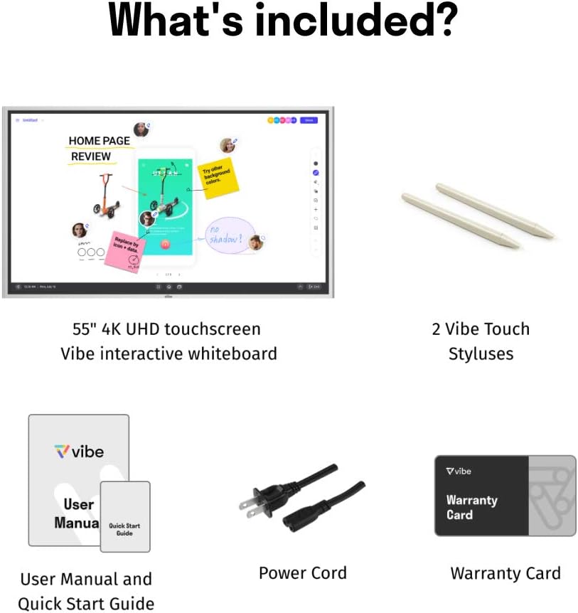 Vibe All-in-one Computer Real-time Interactive Whiteboard, Video Conference Collaboration, Robust App Ecosystem, Smart Board for Classroom and Business W/ 55" 4K UHD Touch Screen (No Stand Included)