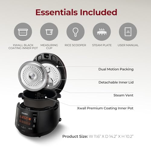 CUCKOO HP Pressure Rice Cooker 12 Menu Options: White, GABA, Steam, Porridge, & More, User-Friendly LED Display, Fuzzy Logic Tech