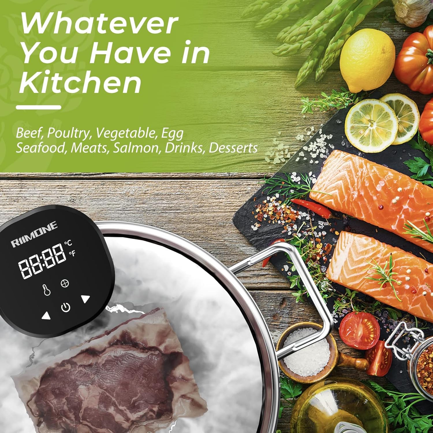 RIIMONE Sous-Vide Precision Cooker Machine, Sous Vide Water Immersion Circulator for Home Precise Cooking
