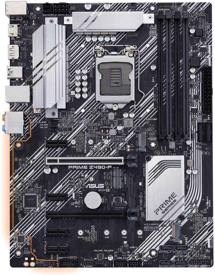 ASUS Prime Z490-P LGA 1200 (Intel® 10th Gen) ATX Motherboard (Dual M.2, DDR4 4600, 1 Gb Ethernet, USB 3.2 Gen 2 USB Type-A®, Thunderbolt™ 3 Support, Aura Sync RGB)
