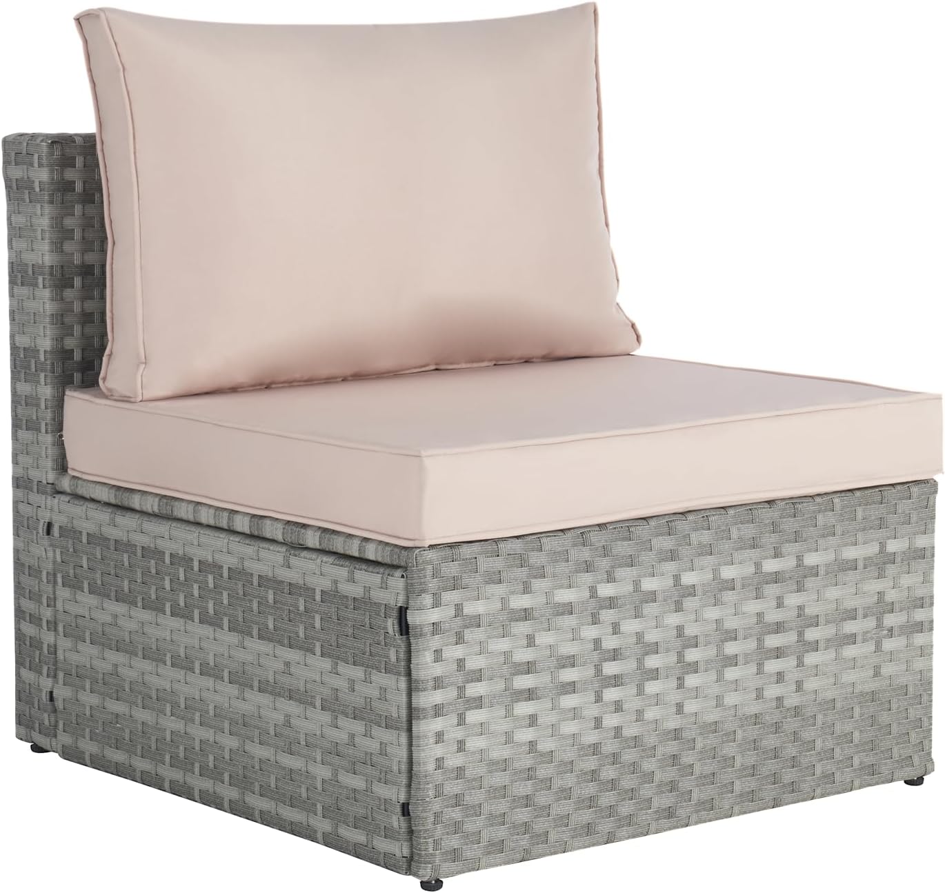 7 Piece Patio Furniture Outdoor Conversation Set, All-Weather PE Rattan Wicker Sectional Sofa w/Coffee Table & Thickness Cushion for Deck, Porch, Terrace, Beige