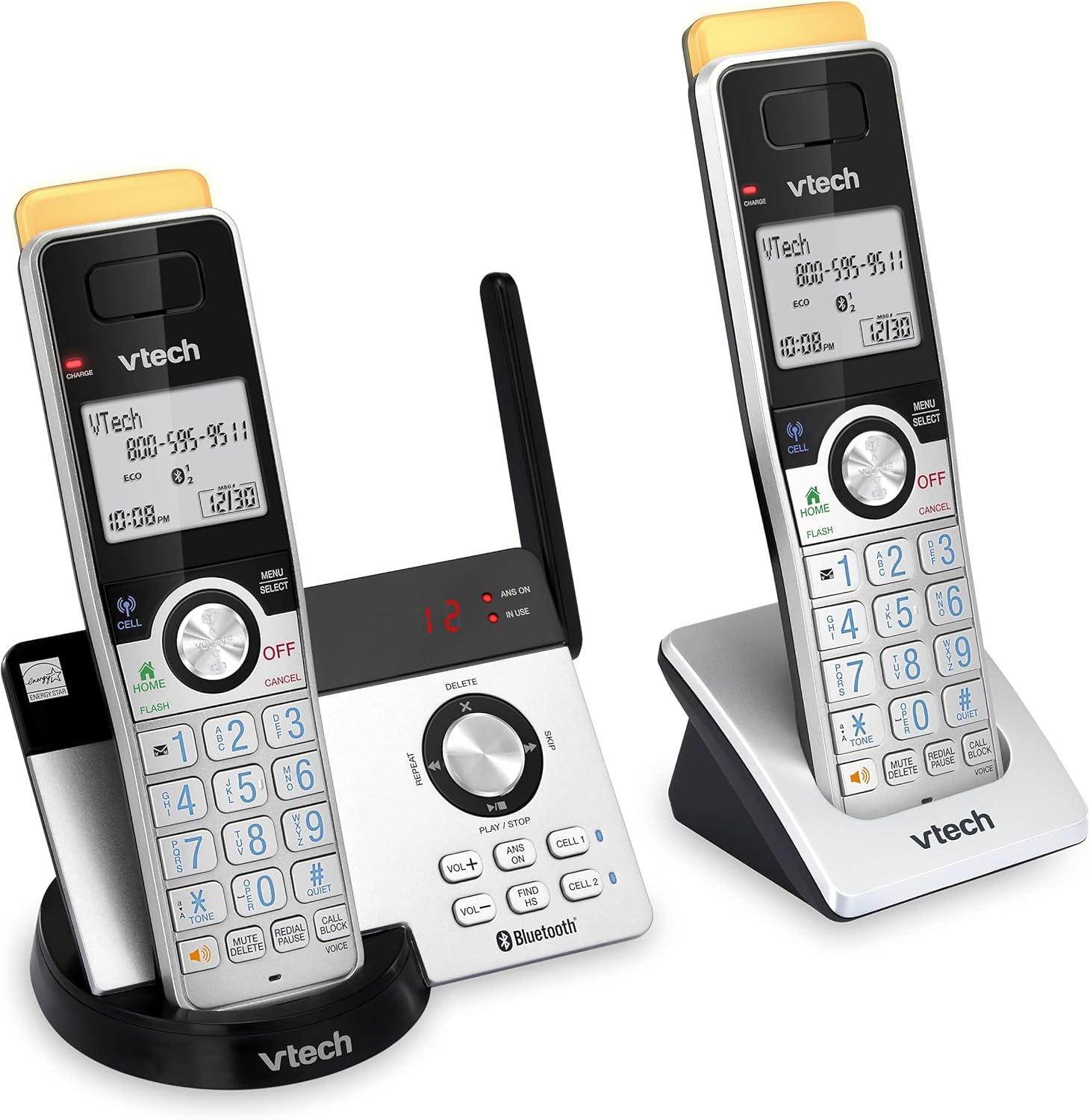 VTECH IS8121-4 Super Long Range up to 2300 Feet DECT 6.0 Bluetooth 4 Handset Cordless Phone for Home with Answering Machine, Call Blocking, Connect to Cell, Intercom and Expandable to 5 Handsets