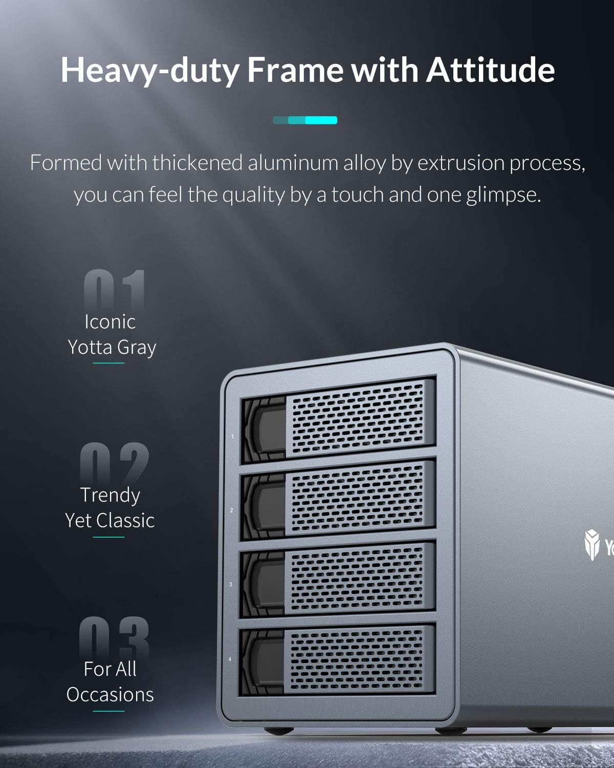 4 Bay Hard Drive Enclosure,Yottamaster Aluminum Alloy 2.5/3.5 USB3.0 to SATA3.0 External HDD SSD Storage Enclosure,Support 4 x 18 TB Capacity,Ideal for Enterprise-Class Storage Solution[FS4U3]