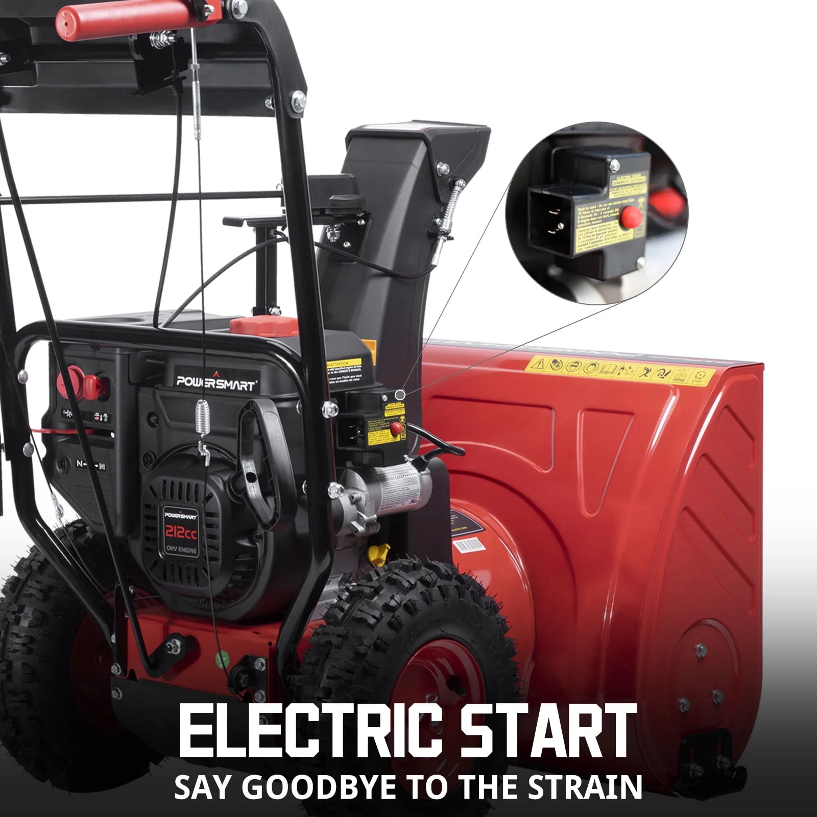 PowerSmart Gas Snow Blower: 24 in. Two-Stage, Electric Start, 212CC Self-Propelled Snow Blower with LED Headlight