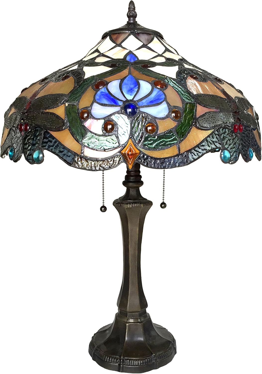 Tiffany-Style 2 Light Dragonfly Table Lamp 17" Shade