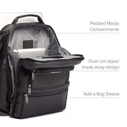 TUMI - Alpha Brief Pack - 15" Laptop Backpack with Padded Adjustable Straps - Stores Laptop, Tablet, Toiletries, Snacks, Ipad - Black Leather