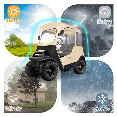 10L0L Golf Cart Enclosure fit for 2 Passenger Club Car Precedent Waterproof Windproof Portable Transparent Golf Cart Cover Storage Driving 4 Sided Enclosure