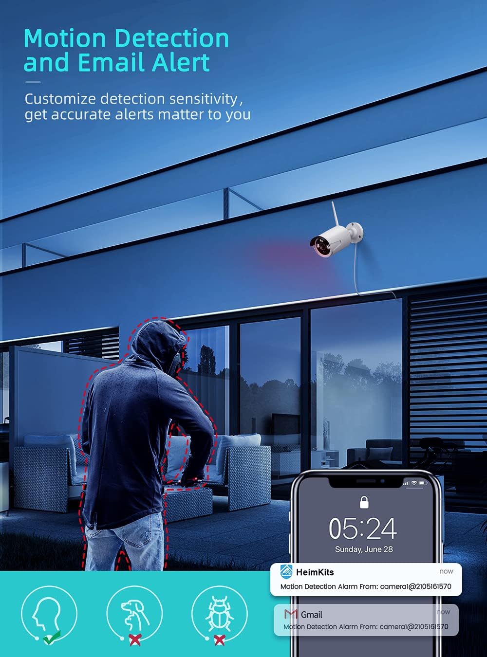 Wireless Security Camera Outdoor with 1TB Hard Drive, 1080P 8CH NVR 4Pcs Home WiFi Security Camera System with Night Vision, Waterproof, Motion Alert, Remote Access, One-Way Audio