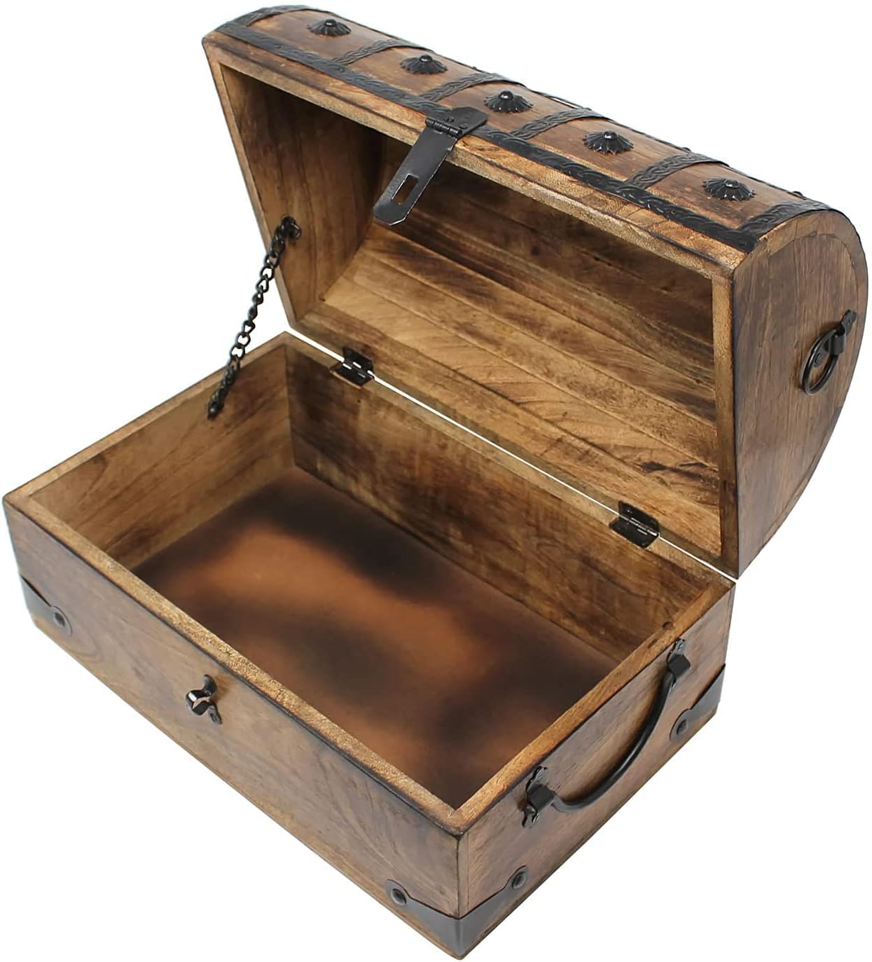 Nautical Cove Pirate Treasure Chest with Iron Lock and Skeleton Key - Storage and Decorative Box (X-Large 16 x 11 x 10.5)