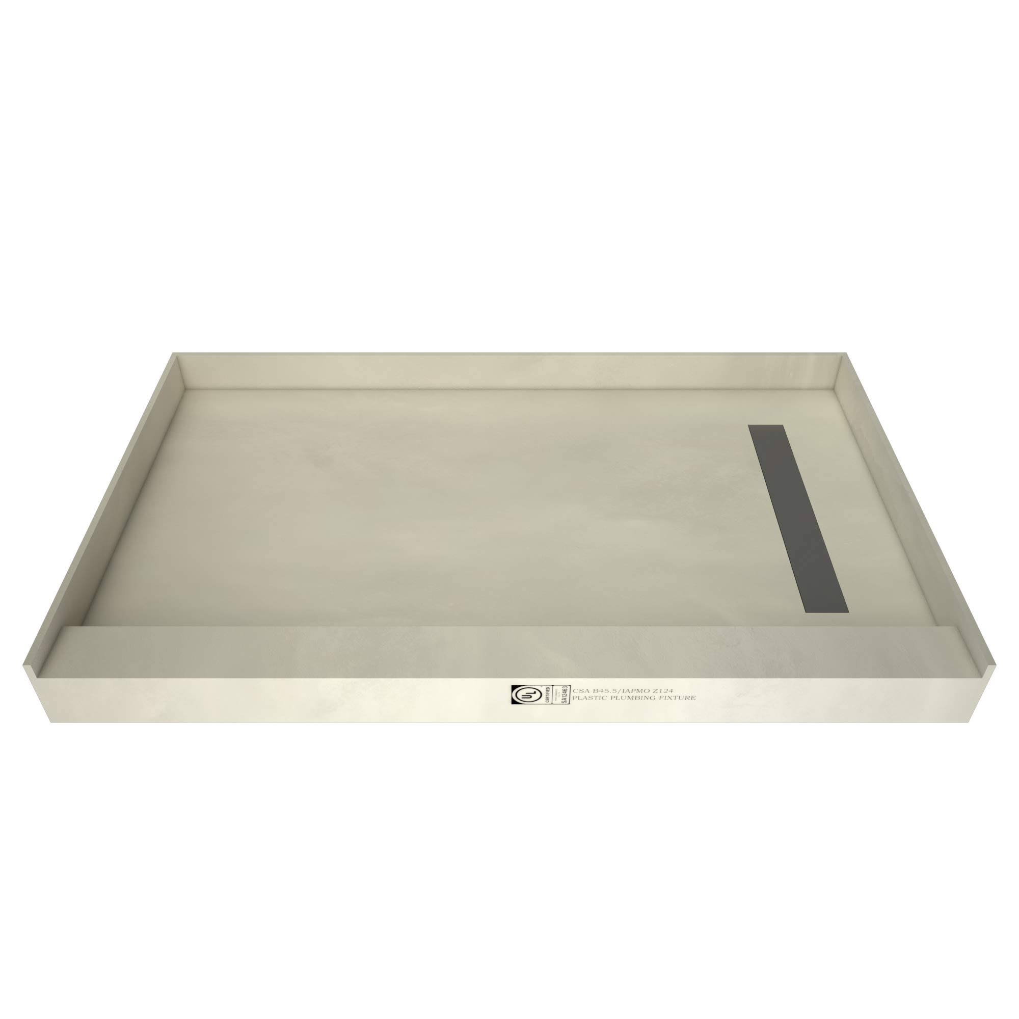 Tile Redi RT3360R-PVC-TBN 60x22 x 33x22 Single Threshold Shower Base with Drain Top