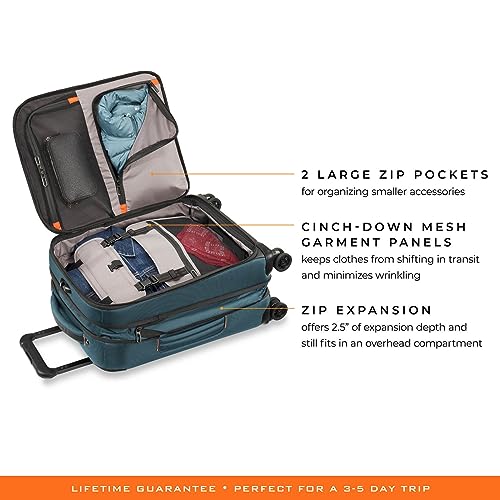 Briggs & Riley Domestic 22" Carry On Expandable Spinner - Luggage for Travel, Suitcases with Wheels, Softside Rolling Bag for Men & Women, Self-Repairing Zipper - ZDX Collection, Hunter