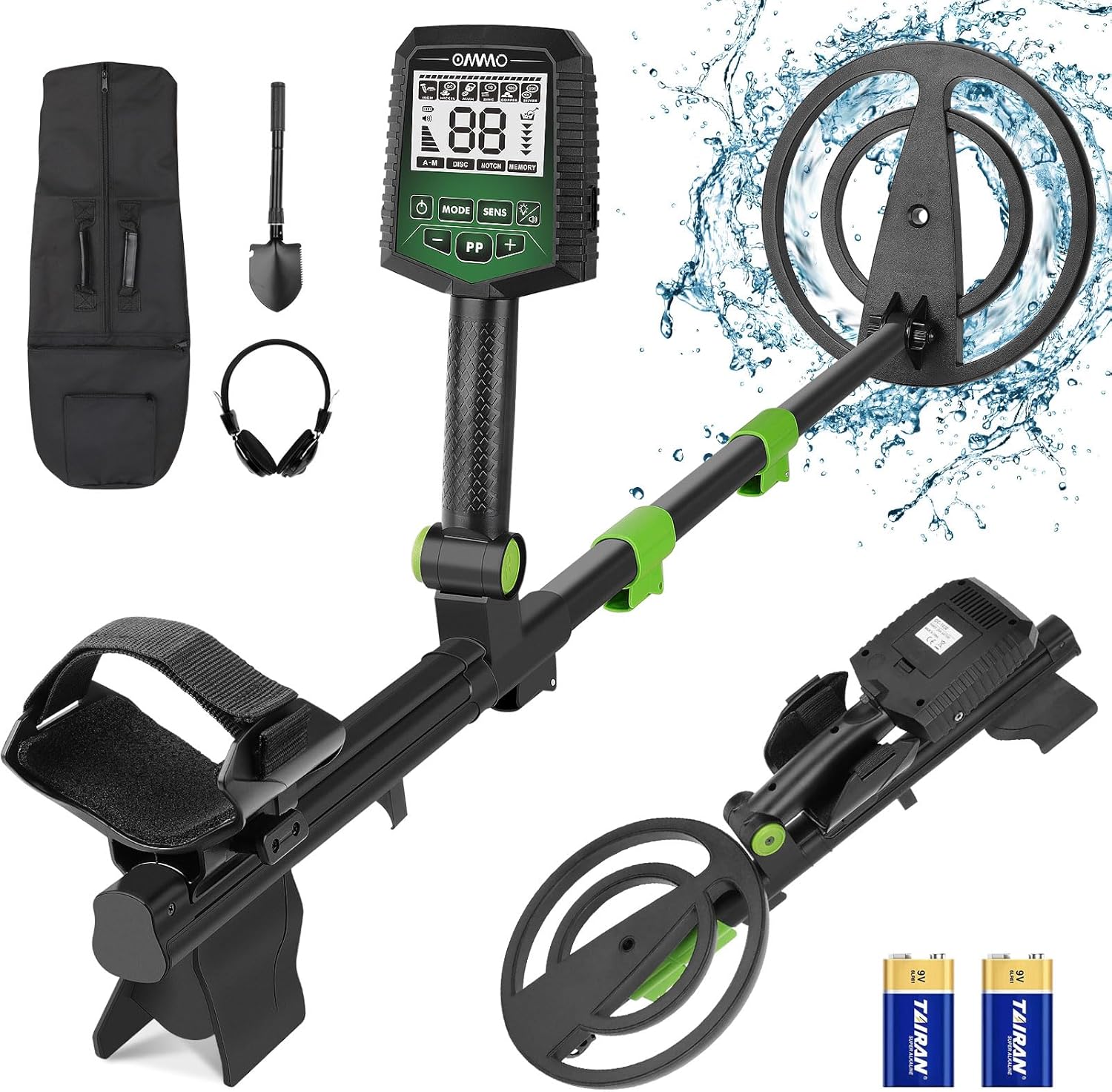OMMO Metal Detector for Adults, Professional Wireless Metal Detector with Adjustable Foldable Stem, 5 Modes Gold Detector Higher Accuracy 10'' Waterproof Coil for Detecting Gold Coin Treasure